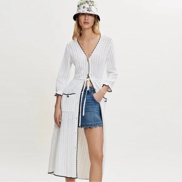 Maje | Dresses | Maje Crochet Longline Cardigan | Poshmark